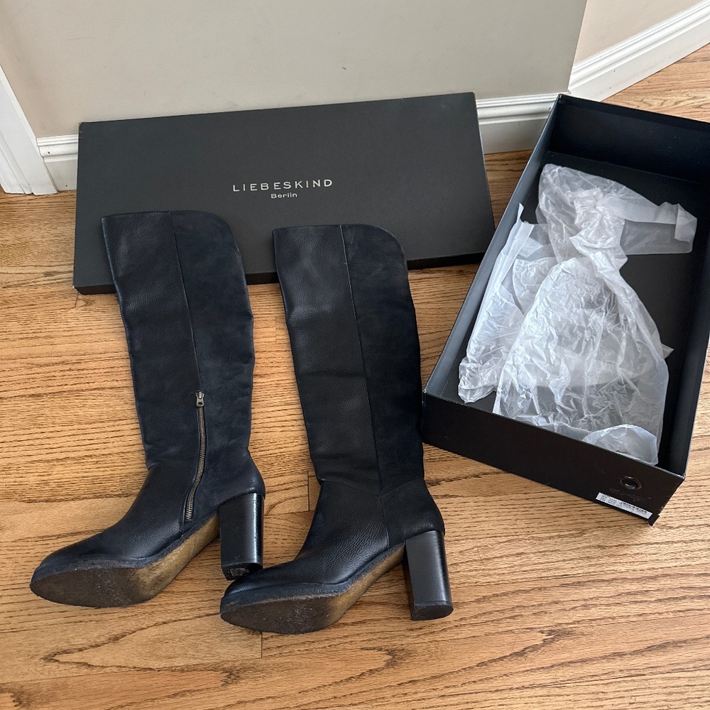 Liebeskind over the knee black boots size 41